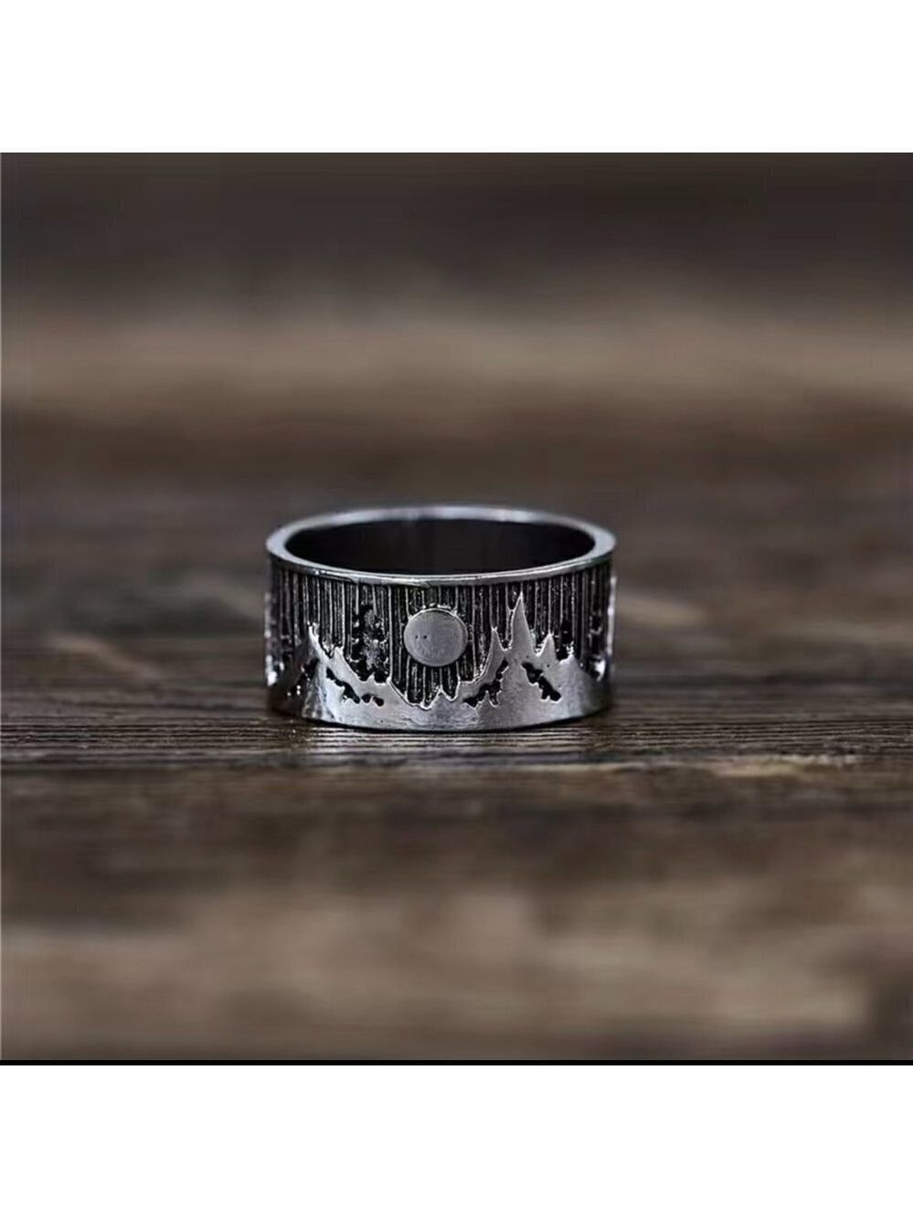 Boho Landscape / Nature and Moon Ring Funky and Chunky #752